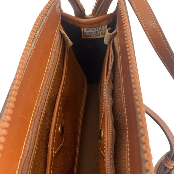 VTG Dooney Bourke Navy Blue / Tan Trim Zip Top Shoulder Crossbody Bag  USA Charm - Picture 10 of 12